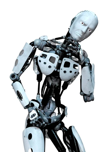 Rendering Male Robot Isolated White Background — Stock Photo, Image