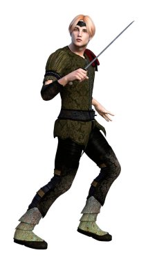 Beyaz arka planda izole edilmiş bir prensin 3 boyutlu anlatımı