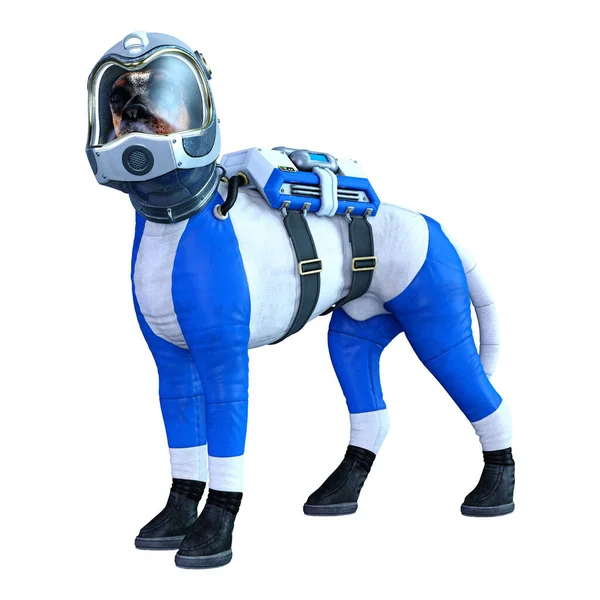 Darstellung Eines Astronautenhundes Isoliert Auf Weißem Hintergrund — Stockfoto