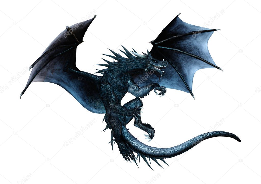 3D rendering of a fantasy dragon isolated on white background