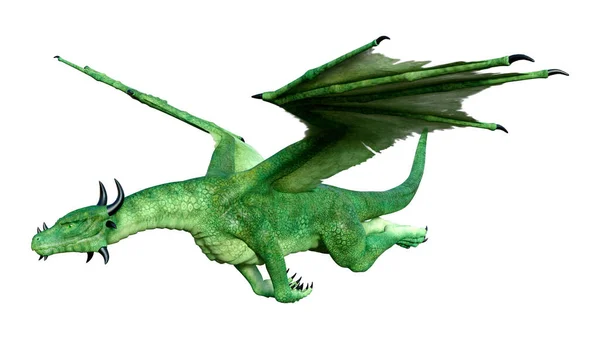 Darstellung Eines Fantasie Drachen Isoliert Auf Weißem Hintergrund — Stockfoto