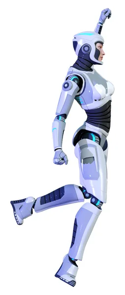 Rendering Female Robot Isolated White Background — Stock Photo, Image