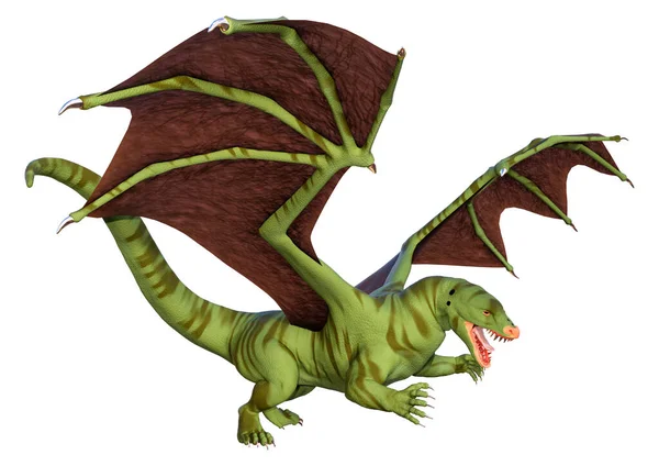 Rendering Fantasy Dragon Isolated White Background — Stock Photo, Image