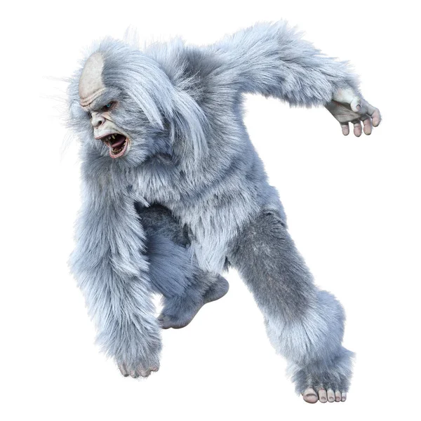 Rendering Una Creatura Fantasy Yeti Isolata Sfondo Bianco — Foto Stock