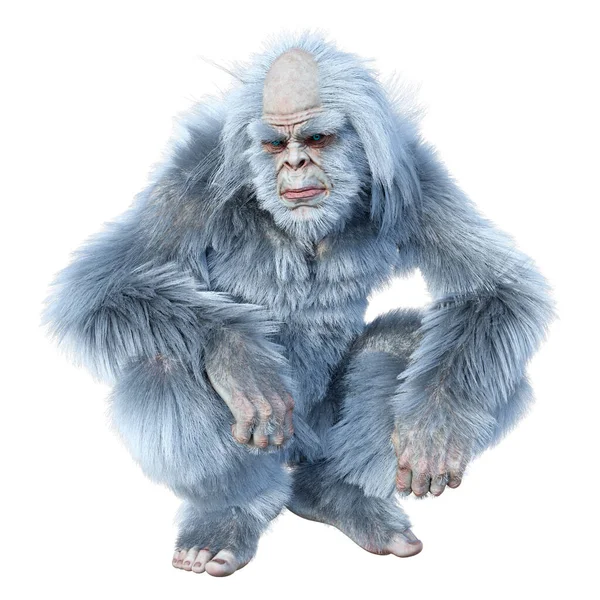 在白色背景下孤立的奇幻生物Yeti的3D渲染 — 图库照片