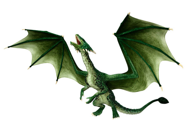3D рендеринг фантазии дракона изолированы на белом фоне