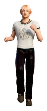 Beyaz arka planda izole edilmiş bir gencin 3D görüntüsü