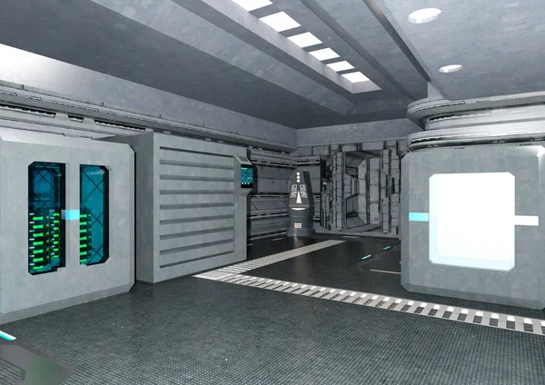 Weergave Van Een Science Fiction Ruimte Laboratorium Corridor — Stockfoto