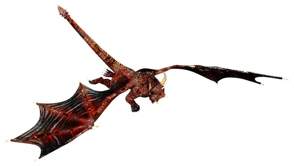 Darstellung Eines Fantasie Drachen Isoliert Auf Weißem Hintergrund — Stockfoto