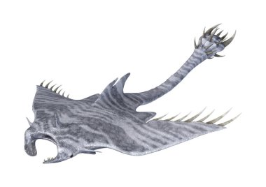 Beyaz arkaplanda izole edilmiş bir şeytan ışınının 3 boyutlu görüntülemesi