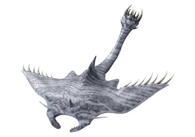 Beyaz arkaplanda izole edilmiş bir şeytan ışınının 3 boyutlu görüntülemesi