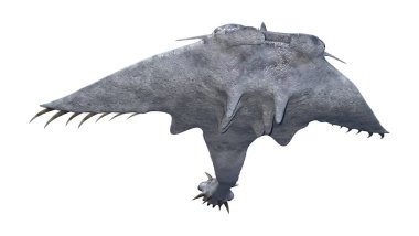 Beyaz arkaplanda izole edilmiş bir şeytan ışınının 3 boyutlu görüntülemesi