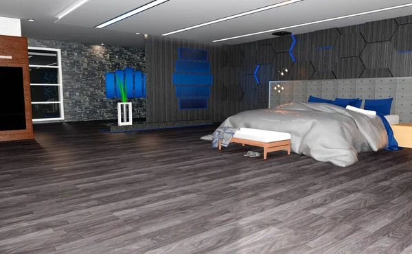 豪华酒店浴室内部3D渲染 — 图库照片