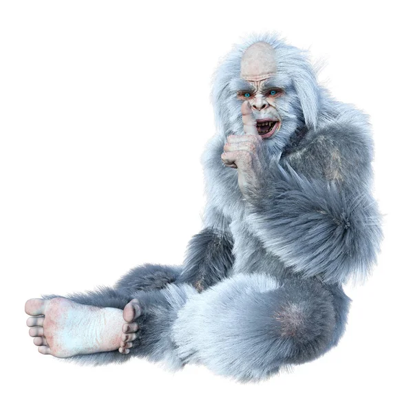 Representación Una Criatura Fantasía Yeti Aislada Sobre Fondo Blanco —  Fotos de Stock