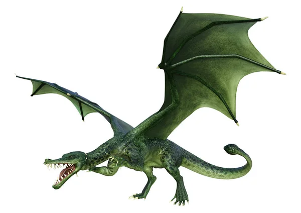 Darstellung Eines Fantasie Drachen Isoliert Auf Weißem Hintergrund — Stockfoto