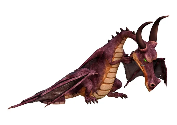 Rendering Fantasy Dragon Isolated White Background — Stock Photo, Image