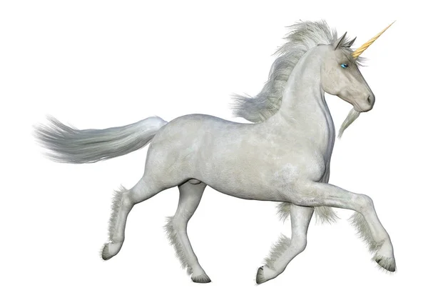 Representación Unicornio Blanco Fantasía Aislado Sobre Fondo Blanco — Foto de Stock