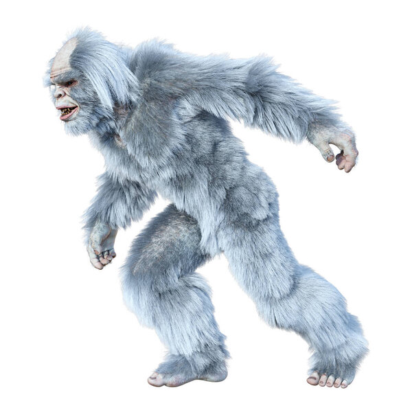 3D rendering of a fantasy creature yeti isolated on white background