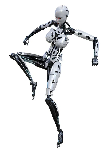 Rendering Robot Femmina Isolato Sfondo Bianco — Foto Stock