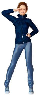 Beyaz arka planda izole edilmiş güzel bir genç kızın 3D görüntüsü