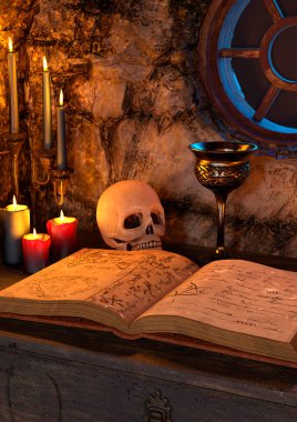 Bir ortaçağ peri masalı kulübesinin 3 boyutlu canlandırması.