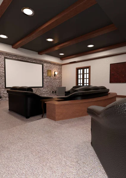 Rendering Home Theatre Interior — Stock Photo, Image