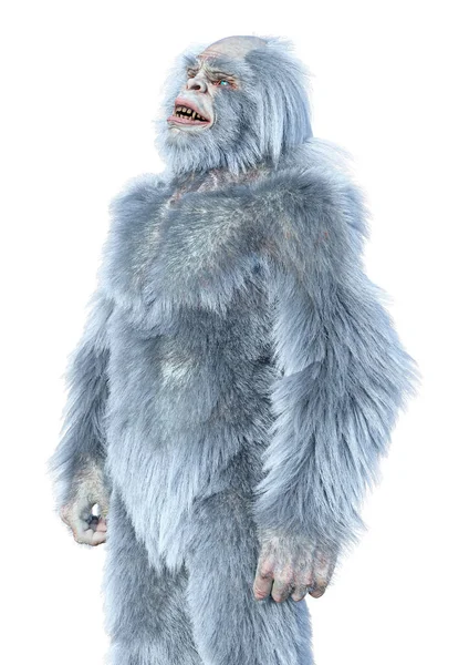 Weergave Van Een Fantasie Schepsel Yeti Geïsoleerd Witte Achtergrond — Stockfoto