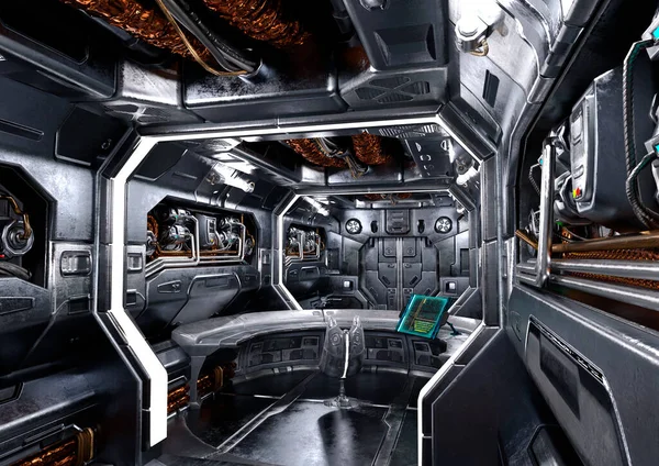 Sf宇宙船の内部の3Dレンダリング — ストック写真