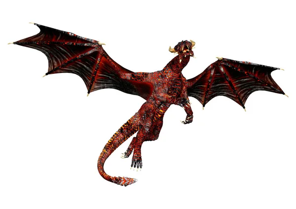 Darstellung Eines Fantasie Drachen Isoliert Auf Weißem Hintergrund — Stockfoto