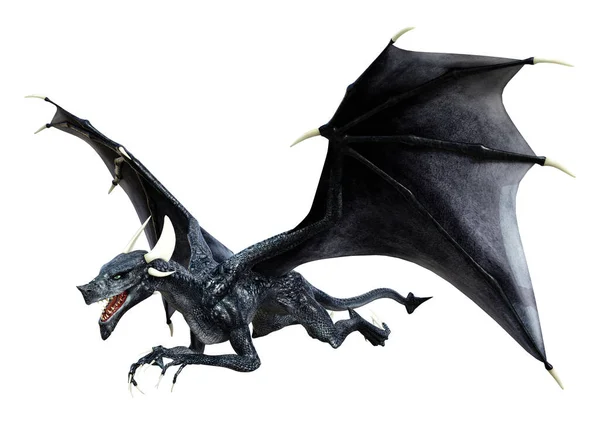 Darstellung Eines Fantasie Drachen Isoliert Auf Weißem Hintergrund — Stockfoto