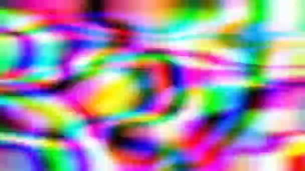 Irisierender holografischer, mehrfarbiger Hintergrund, wellige Oberfläche, abstrakter, verschwommener schneller Film — Stockvideo