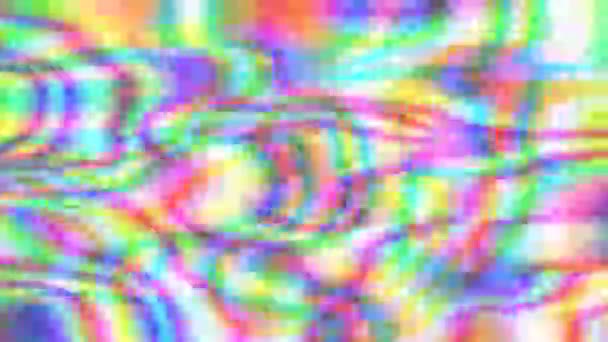 Yanardöner holografik çok renkli arka plan, dalgaların dalgalı yüzey, soyut bulanık hızlı film — Stok video