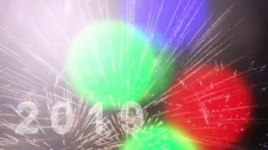 Yeni yıl ışık. Havai fişek ile metin 2019