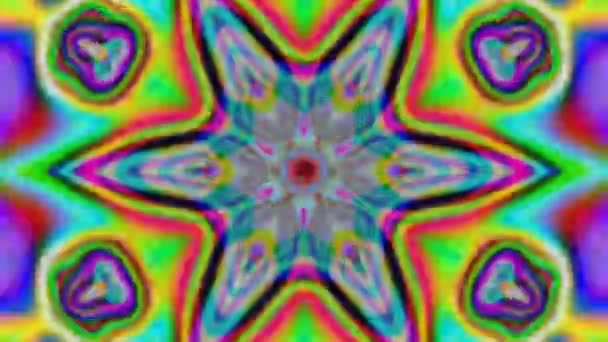 Ornamento geometrico, carta da parati dal vivo, linee caleidoscopiche iridescenti, travi di film veloci . — Video Stock