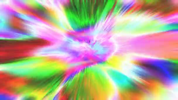 Rayos pulsantes abstractos coloridos, rayas estilizadas. Fondo de pantalla en vivo hipnótico — Vídeo de stock