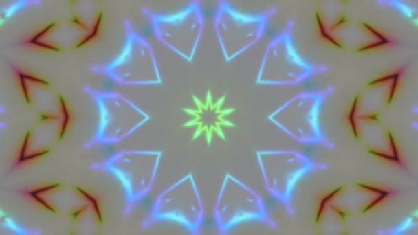 Geometrisches Ornament, Live-Tapete, kaleidoskopisch irisierende Linien, schnelle Filmstrahlen. — Stockvideo