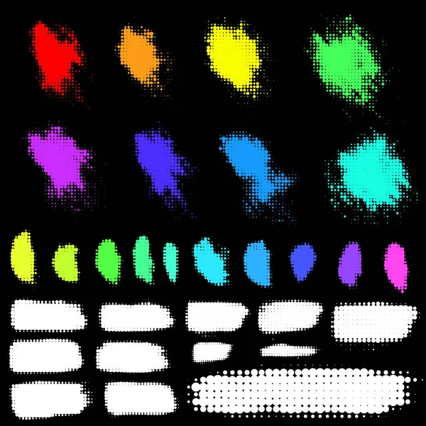 Set de brosses pointillées demi-ton encre vectorielle — Image vectorielle