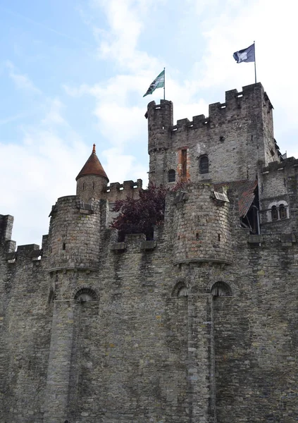 Kasteel Gravensteen Het Oude Stadscentrum Van Gent België — Stockfoto