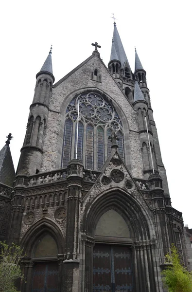 Detaily Exteriéru Starého Kostela Bruselu Belgie — Stock fotografie