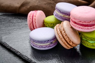 Sağlıklı gıda, macarons, Bademli kurabiye Fransız çerez yığını