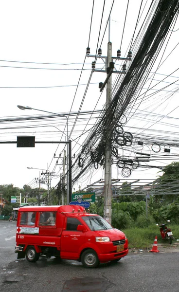 Karon Village Phuket Tailandia Octubre 2019 Jumble Messy Overhead Cables — Foto de Stock