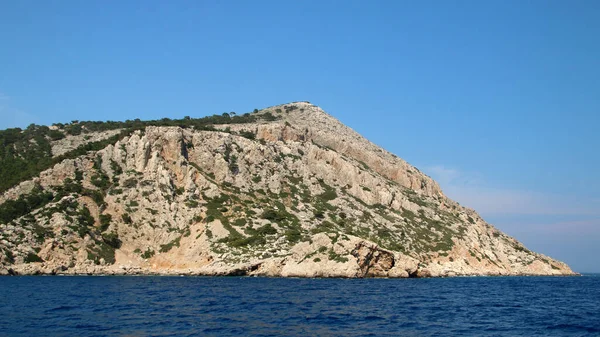 Isla Symi Costa Rocosa Mar Egeo Grecia —  Fotos de Stock