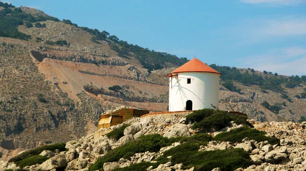 Windmill Shore Symi Island Panormitis Greece — Stock Photo, Image