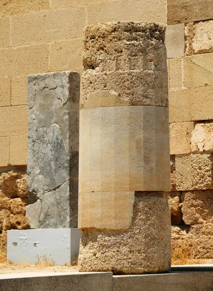 Acropolis Lindos Ruins Ancient Temple Remains Doric Columns Lindos Rhodes — Stock Photo, Image