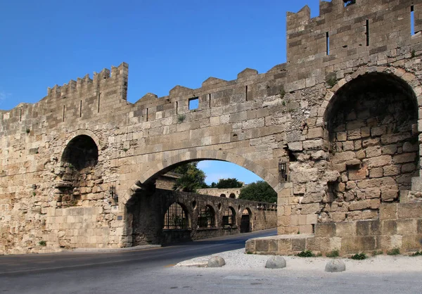 Arsenal Gate Staré Město Rhodos Unesco Dědictví Rhodos Řecko — Stock fotografie