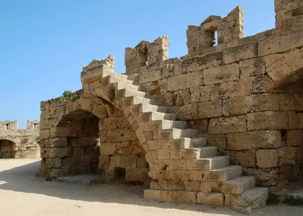 Fortress Parede Perto Saint Paul Gate Cidade Velha Rhodes Local — Fotografia de Stock