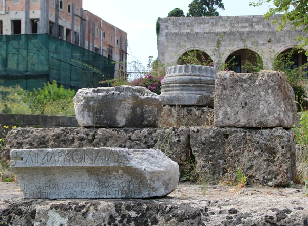 Templo Afrodita Ruinas Del Templo Antiguo Restos Columnas Casco Antiguo — Foto de Stock