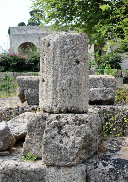 Temple Aphrodite Ruines Temple Antique Vestiges Colonnes Vieille Ville Rhodes — Photo
