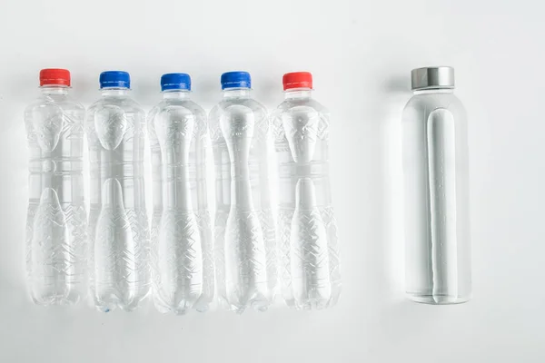 concept of using reusable glass bottle instead of single use plastic. zero waste lifestyle