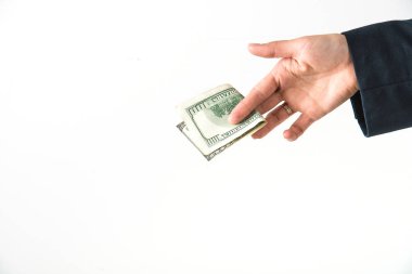 El, Amerikan dolarlarını tutuyor.
